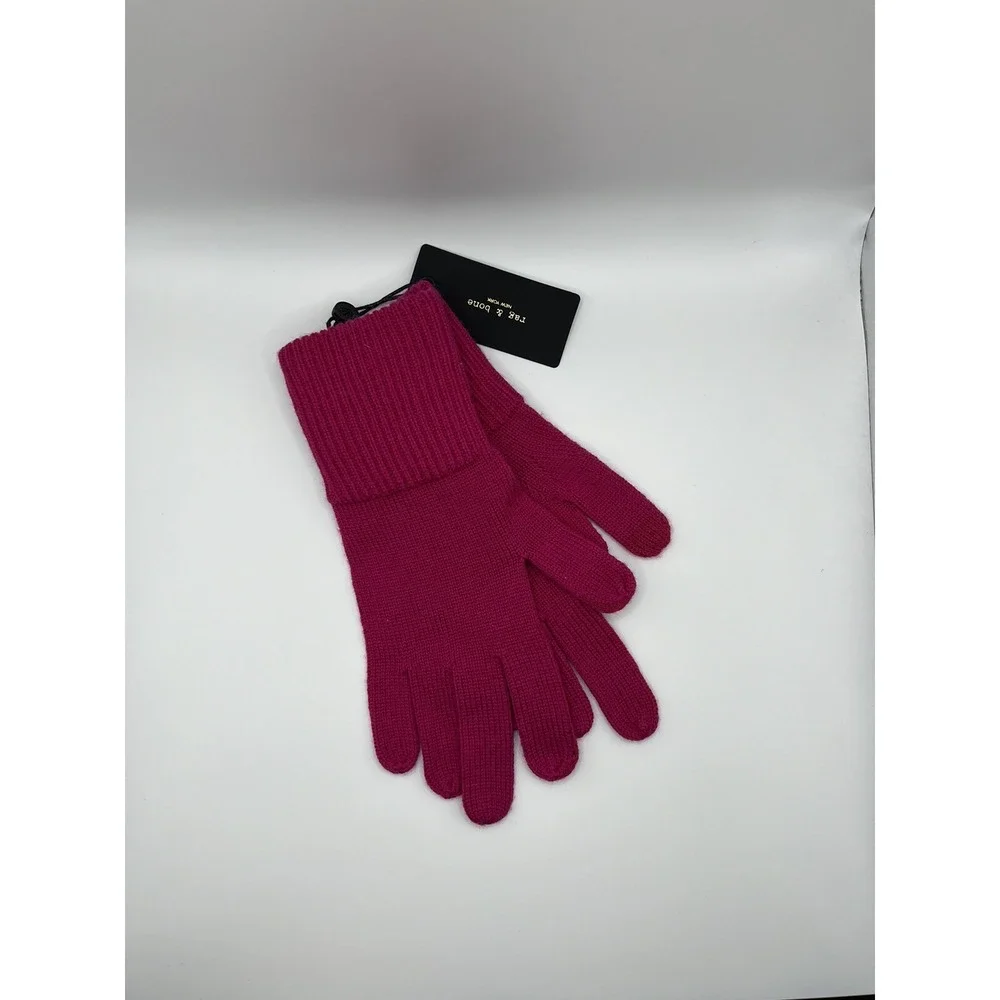 rag &‎ bone Addison Wool Knit Gloves Pink NEW